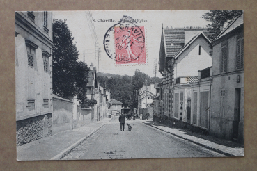 Postcard PC Chaville 1906 Rue de Eglise street houses France 92 Hauts de Seine
